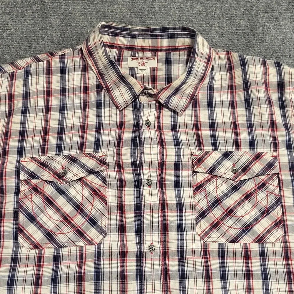 True Religion Men's Multicolor Plaid Long Sleeve Western Snap T-Shirt Size XXL